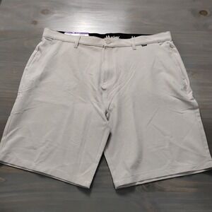 Hurley Shorts Men's 40 Tan Flat Front Stretch Water Repellent Zip Pocket Active